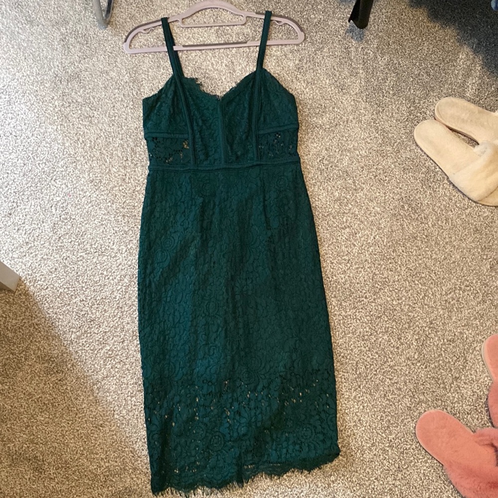 Express Green lace midi dress